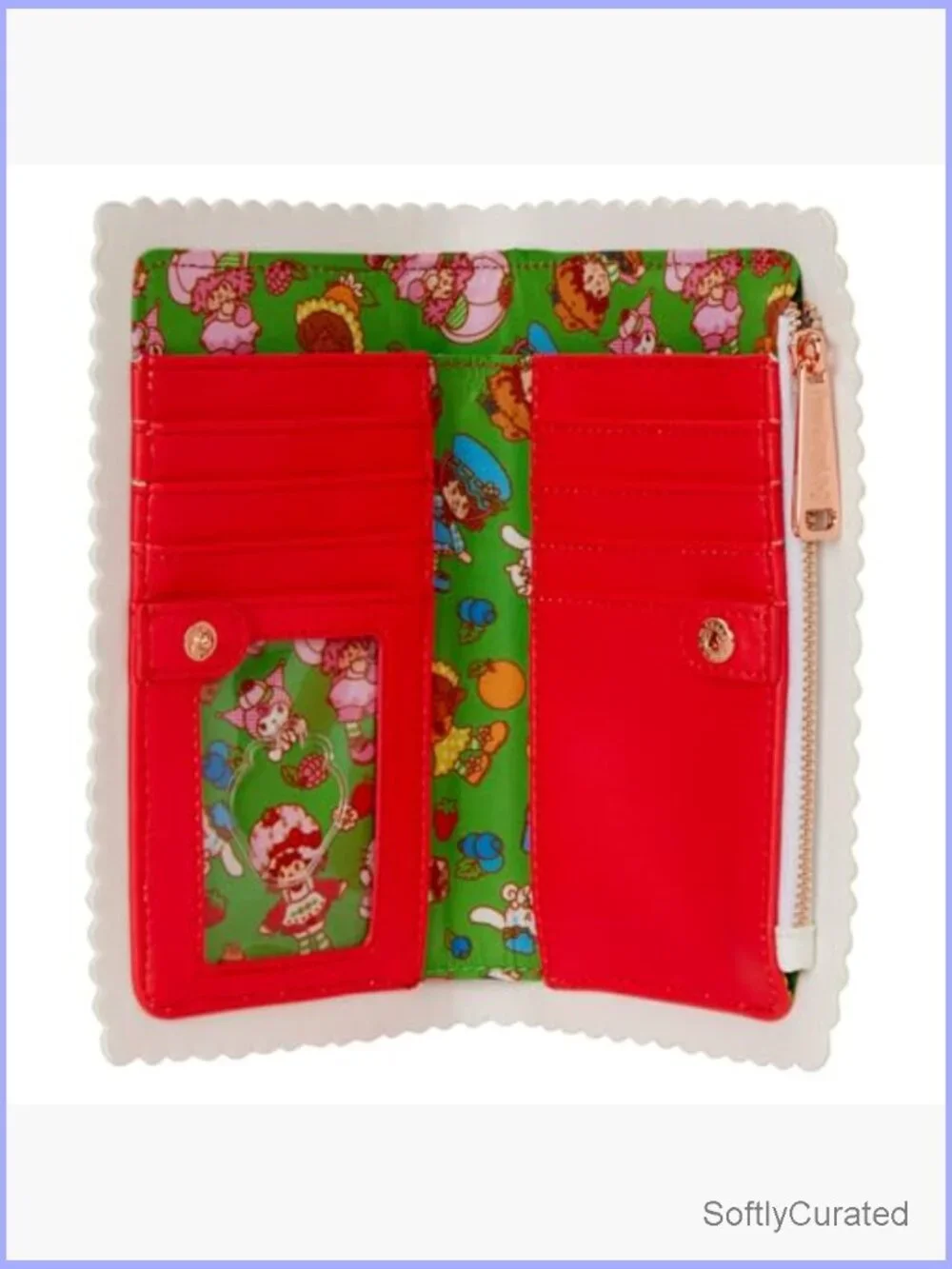 Faux Leather Flap Wallet with 7 Card Slots and Strawberry Scent